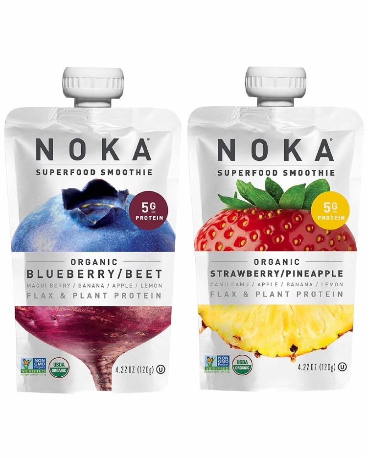 NOKA 12-pack blueberry and 12-pack strawberry This package includes a 12-pack blueberry smoothies and a 12-pack strawberry smoothies