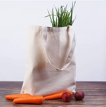 Canvas bag with vegetables.
