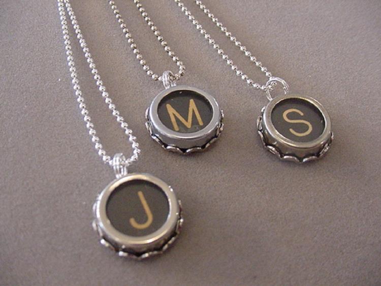 Black Typewriter key Necklace Initial Necklace you choose Initial Black Typewriter key Necklace Initial Necklace you choose Initial