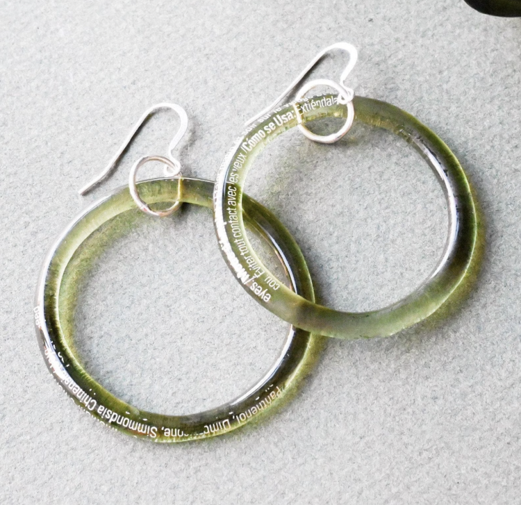 Aveda Bottle Recycled Glass Hoop Earrings Aveda Bottle Recycled Glass Hoop Earrings