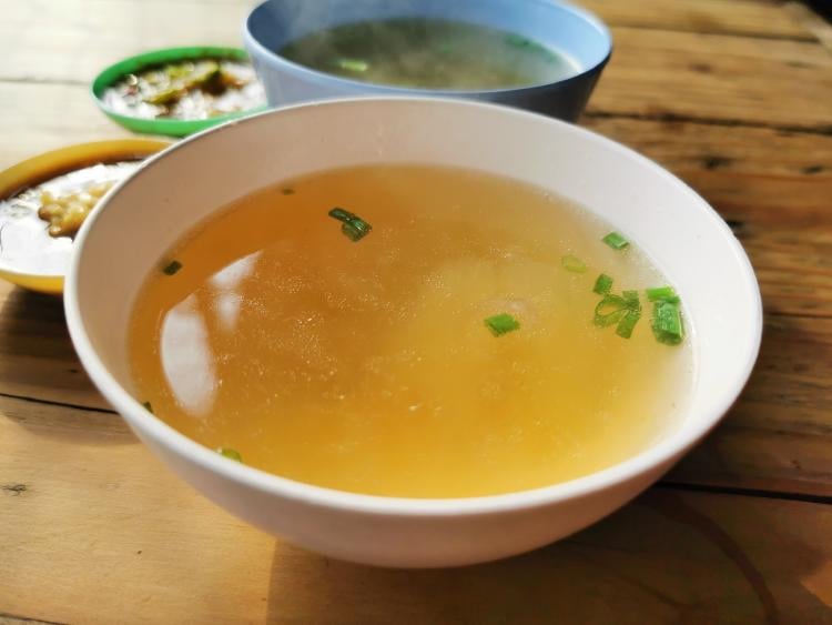 A bowl with broth
