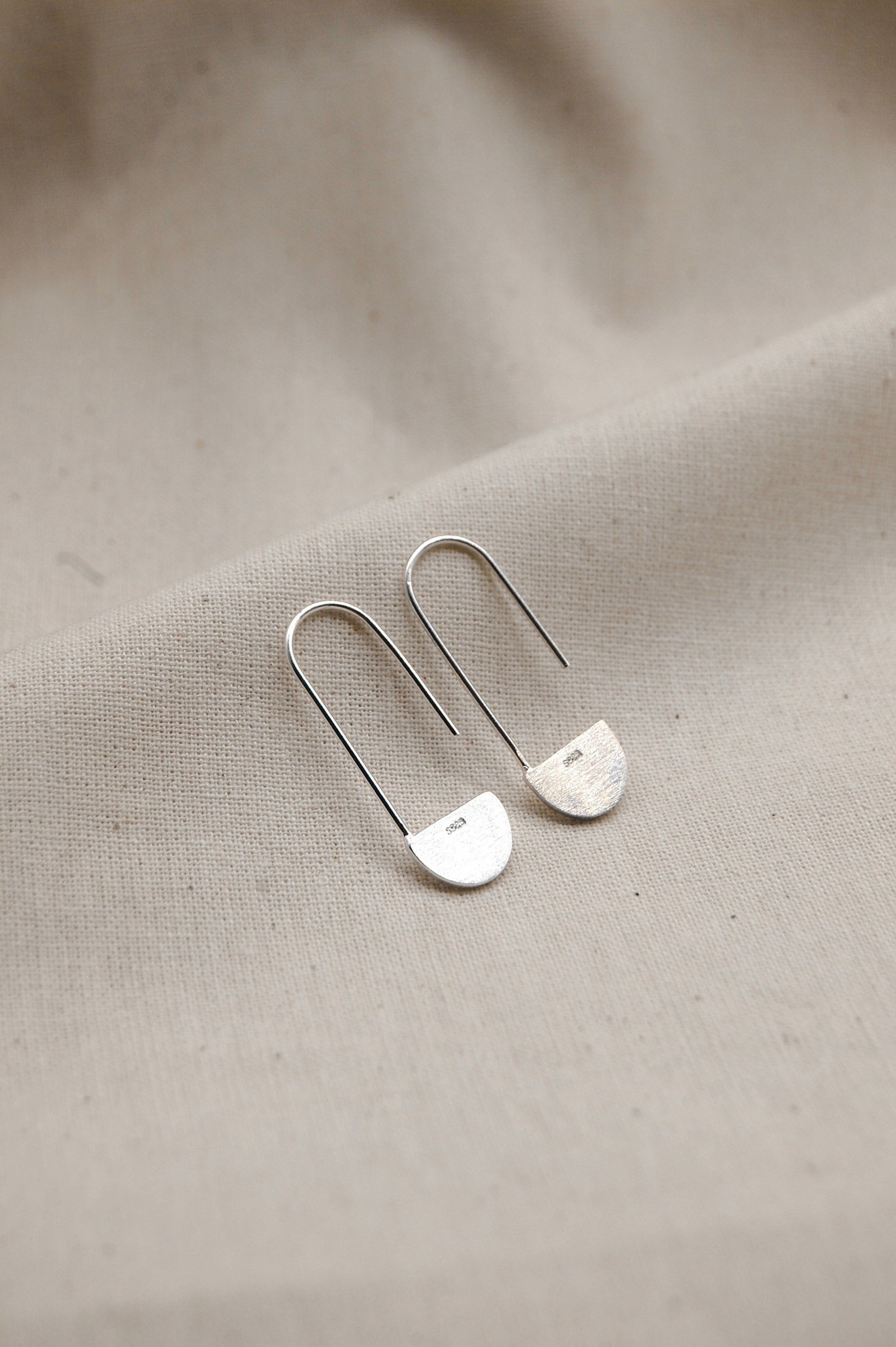 Recycled Silver Earrings, Geometric shape, Handmade, Minimal