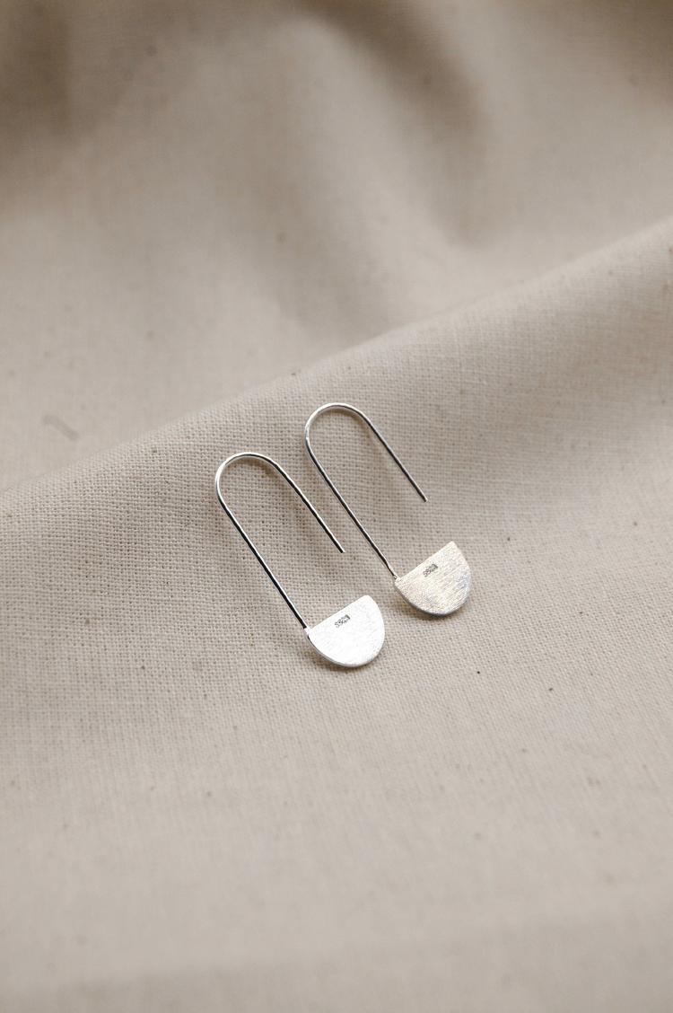 Recycled Silver Earrings, Geometric shape, Handmade, Minimal
