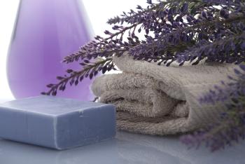 lavender soap and towels