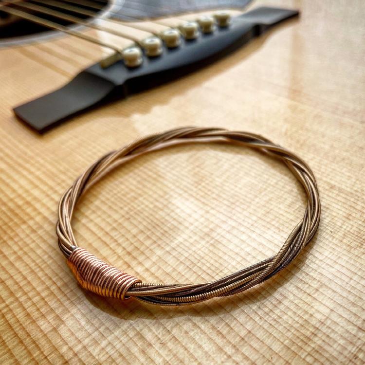 Recycled Acoustic Guitar String Bracelet bronze colored