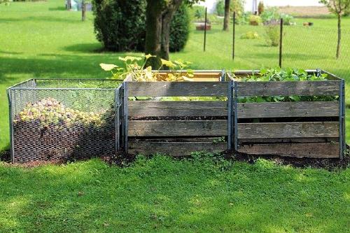 Compost bins in the garden Compost bins in the garden