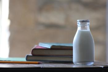 bottle of milk on table