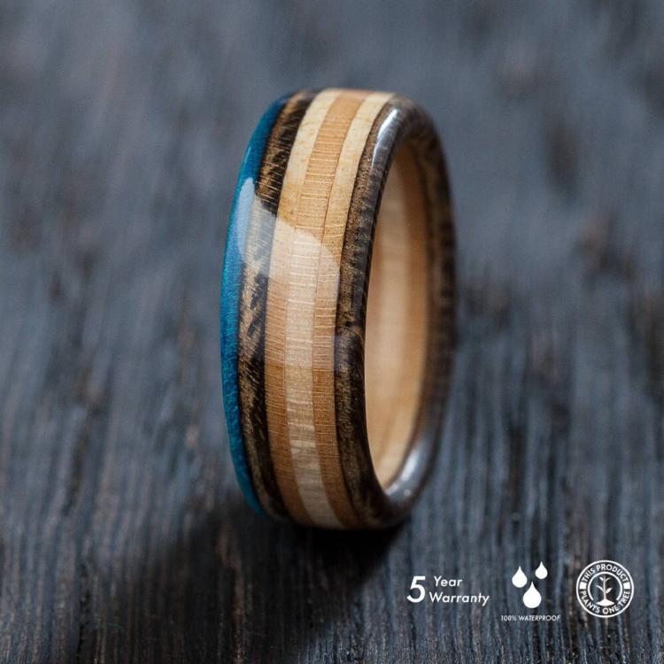 Recycled Skateboards Wooden Ring